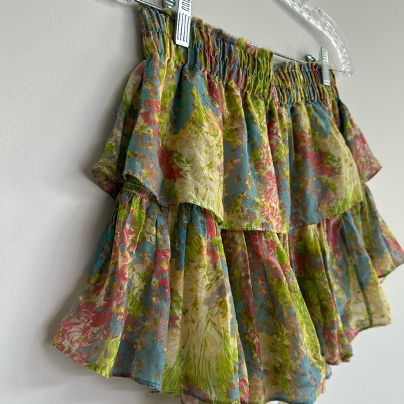 LoveShackFancy Ruffle Mini Skirt in Pastel Fields - Picture 3 of 9